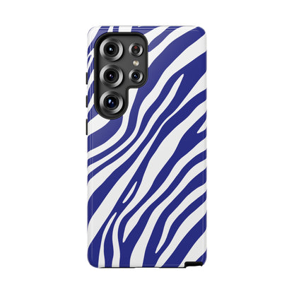 Modern Electric Blue Zebra Print Phone Case