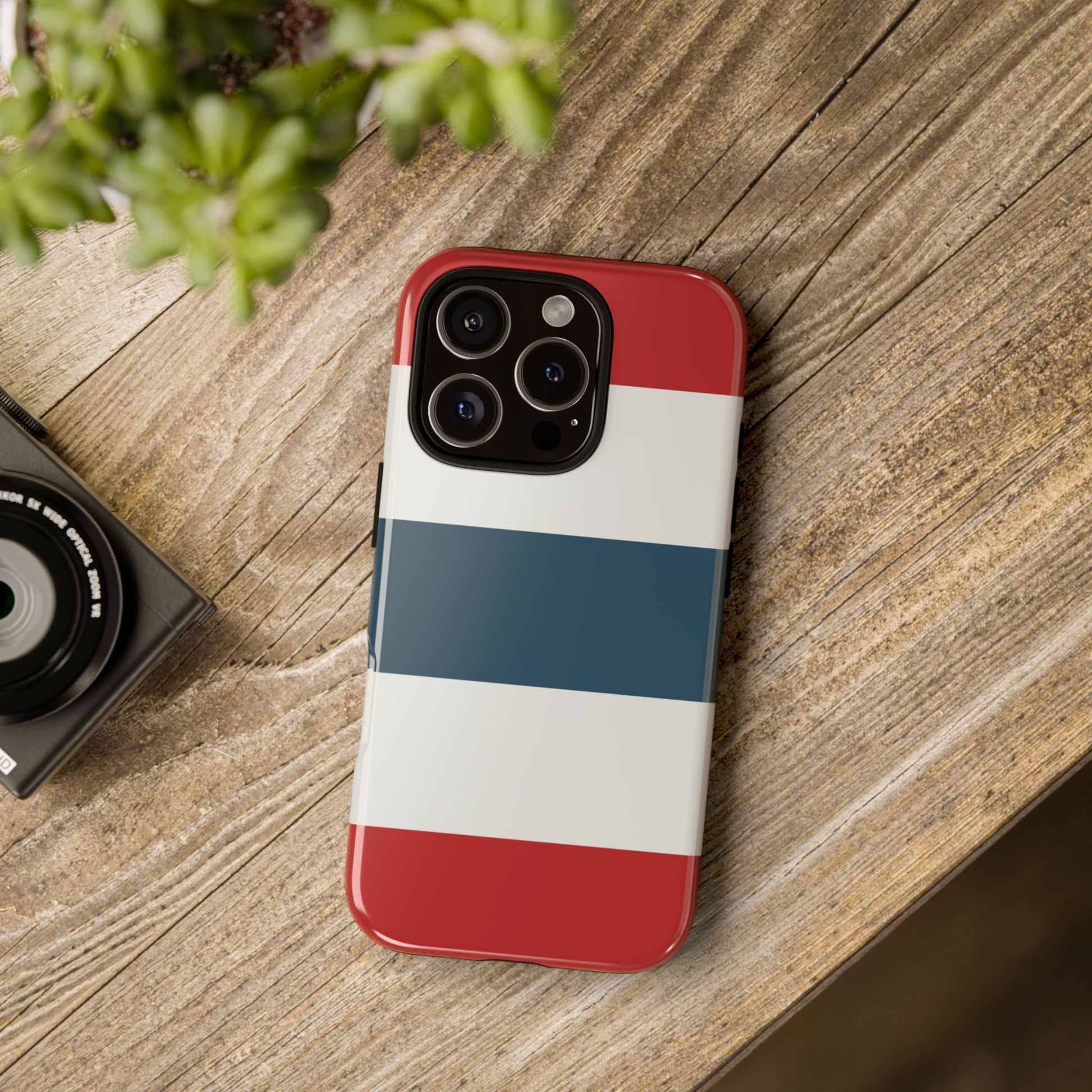 Phone Case - Red White & Blue Horizontal Stripe Pattern Phone Case