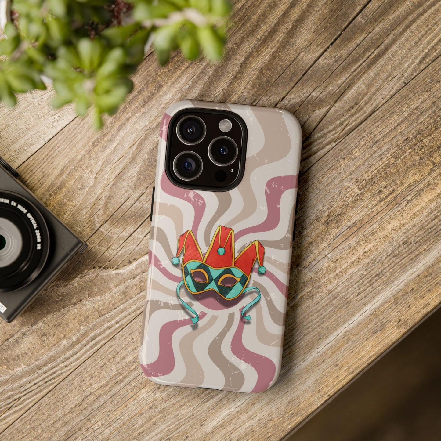 Venetian Jester Mask – Pink Retro Soft Revival Phone Case - Pink Phone Case