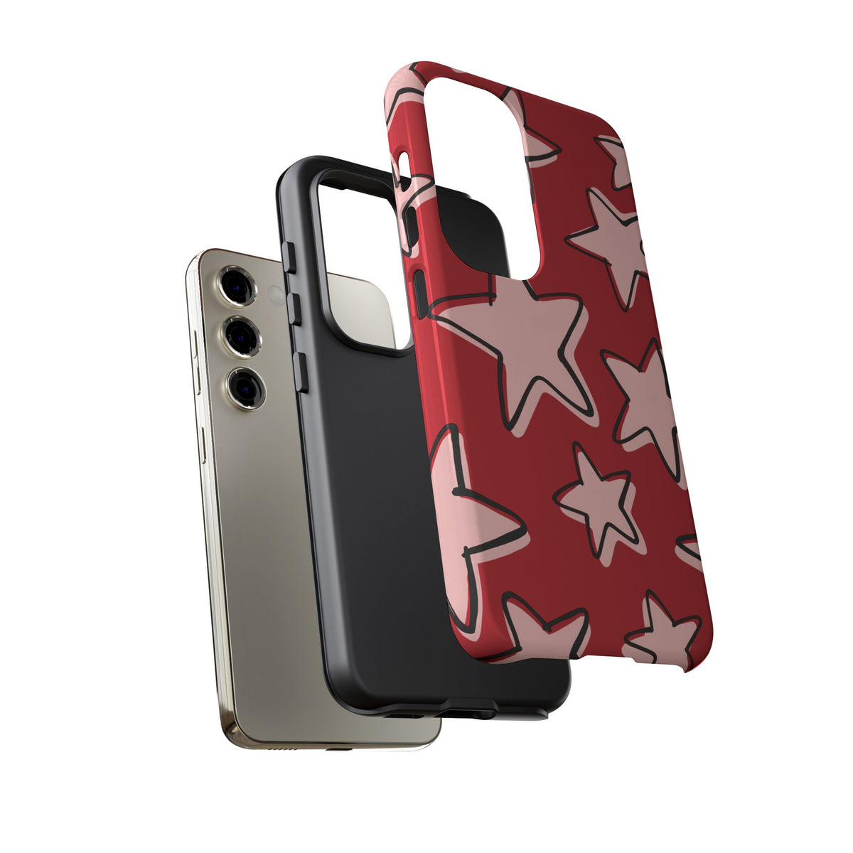 Cherry Red Doodle Star Phone Case