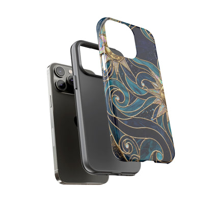 Elegant Teal & Gold Celestial Suns Phone Case