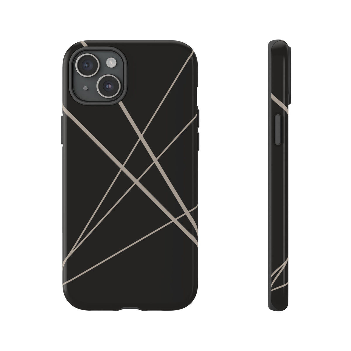 Abstract Black with Grey Lines Phone Case - Black Phone Case - iPhone 15 Plus / Glossy