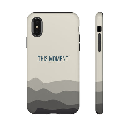 iPhone X / Glossy Phone Case - Minimalist Cream Waves ’This Moment’ Statement Phone Case