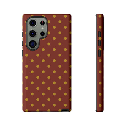 Trendy Brown & Mustard Dot Pattern Phone Case - Brown Phone Case - Samsung Galaxy S23 Ultra / Glossy