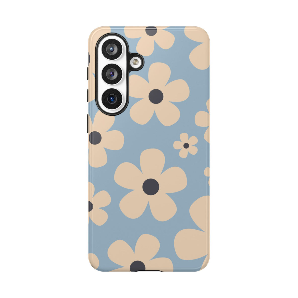 Cute Light Blue & Cream Daisy Pattern Phone Case - Blue Phone Case - Samsung Galaxy S26 Plus / Glossy