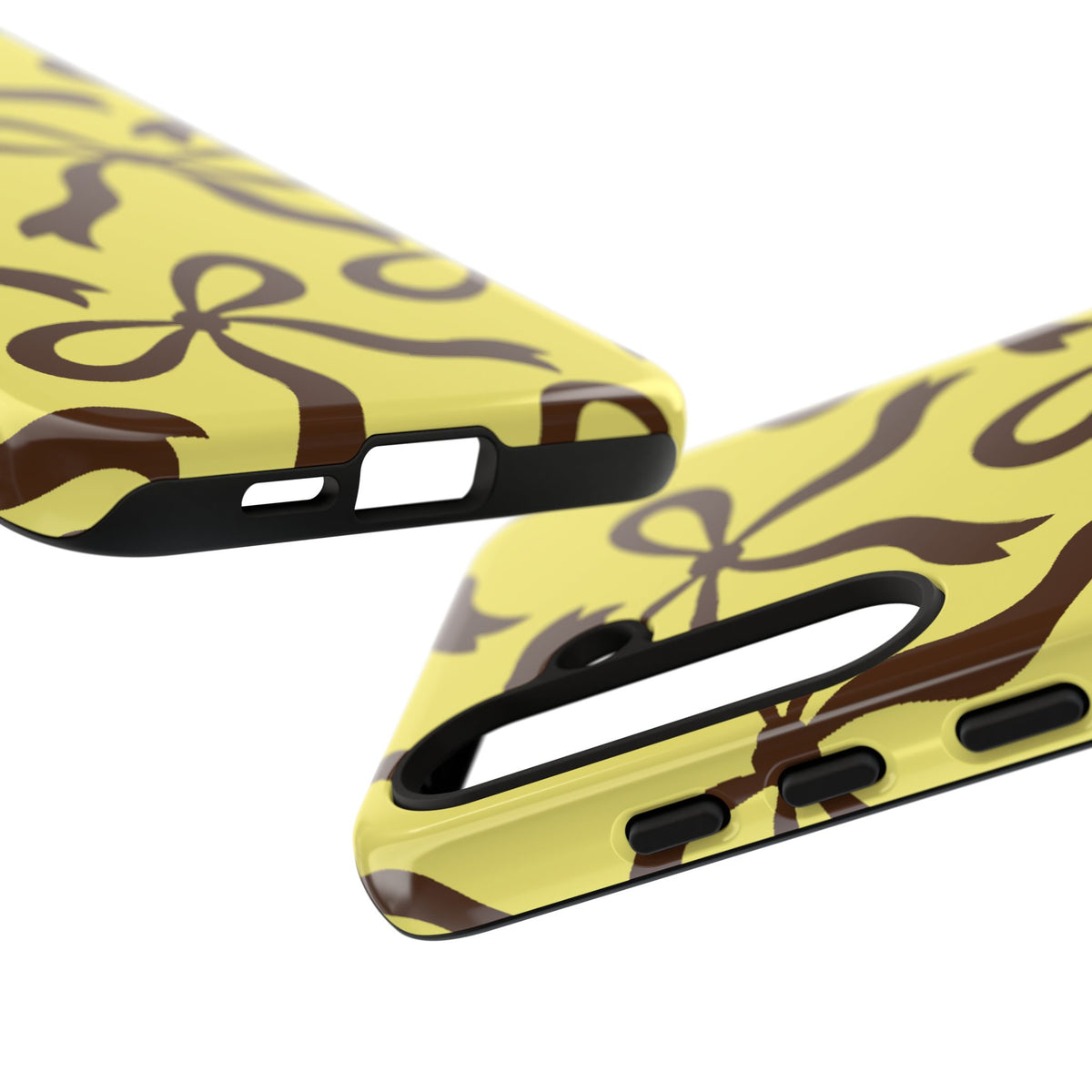 Bold Butter Yellow and Chocolate Brown Bow Pattern Phone Case - Yellow Phone Case