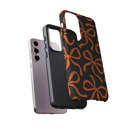 Bold Black and Burnt Orange Bow Pattern Phone Case