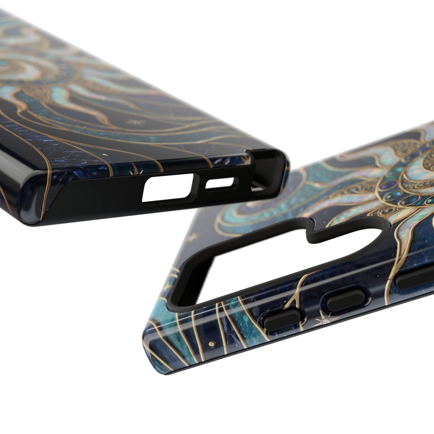 Elegant Teal & Gold Cosmic Sunburst Phone Case