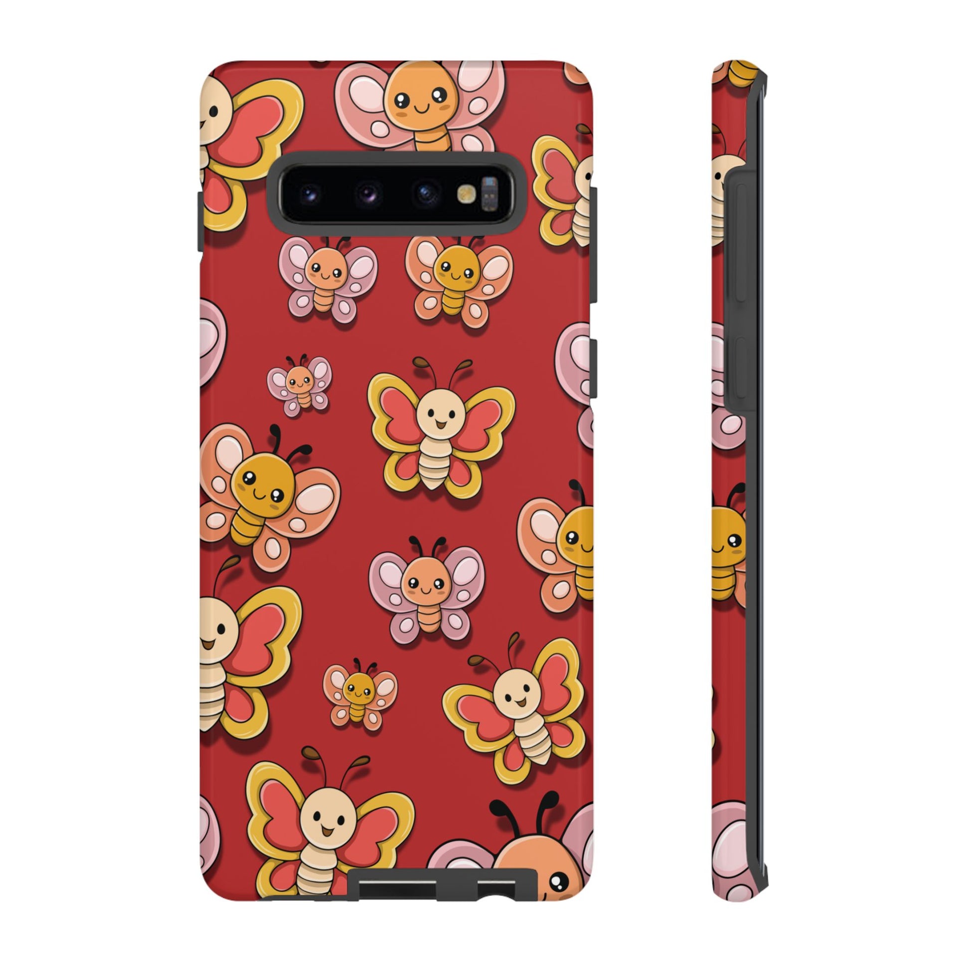 Red Butterfly Sticker Design Phone Case - Red Phone Case - Samsung Galaxy S10 Plus / Glossy