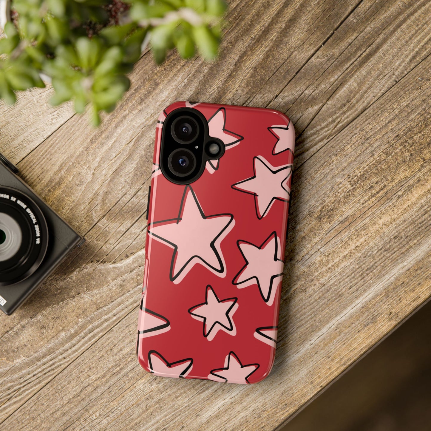 Cherry Red Doodle Star Phone Case
