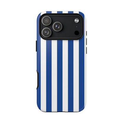 iPhone 17 Pro Max / Glossy Phone Case - Simple Blue & White Stripe Pattern Phone Case