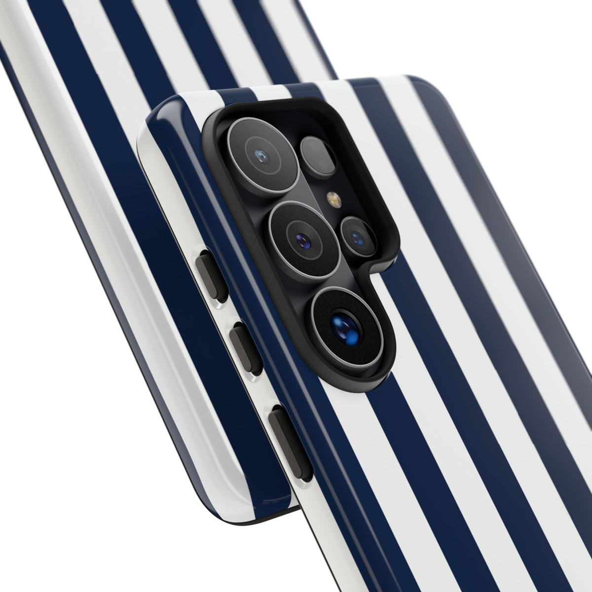 Simple Dark Blue & White Stripe Pattern Phone Case - White Phone Case