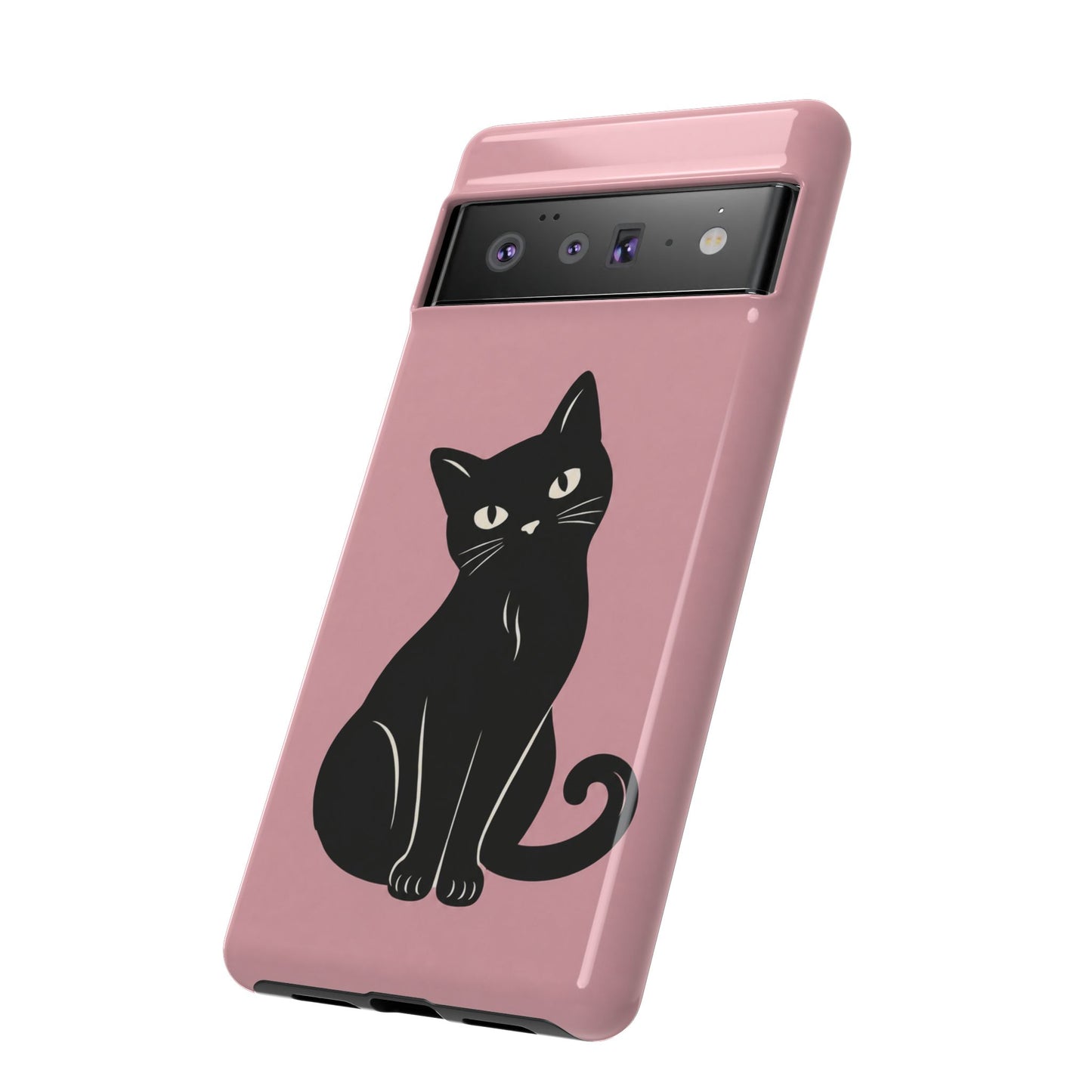 Minimalist Blush Pink & Black Cat Phone Case