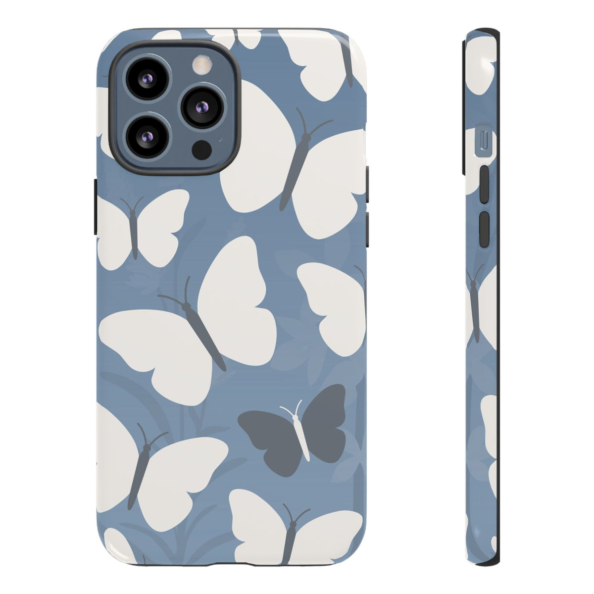 Minimalist Light Blue Butterfly Pattern Phone Case - Blue Phone Case - iPhone 13 Pro Max / Glossy