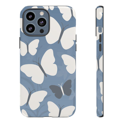 Minimalist Light Blue Butterfly Pattern Phone Case - Blue Phone Case - iPhone 13 Pro Max / Glossy