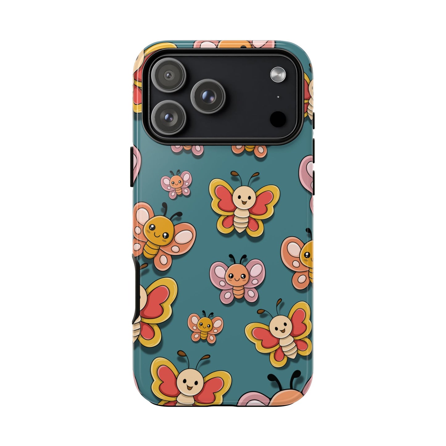 Blue Butterfly Sticker Design Phone Case - Blue Phone Case - iPhone 17 Pro Max / Glossy