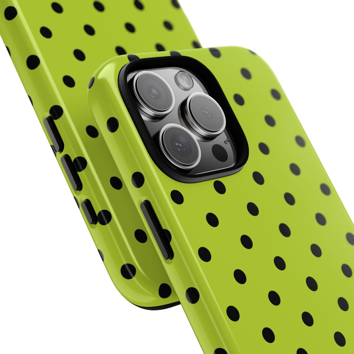 Trendy Neon Lime Green & Black Dot Pattern Phone Case - Green Phone Case