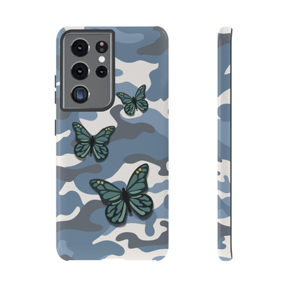 Samsung Galaxy S21 Ultra / Glossy Phone Case - Light Blue Butterfly Camo Phone Case