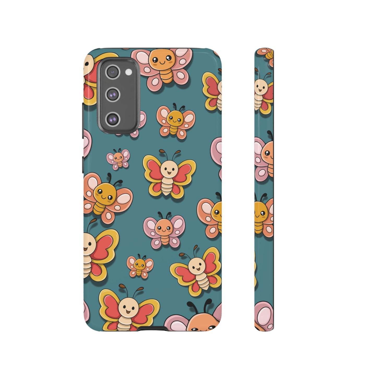 Blue Butterfly Sticker Design Phone Case - Blue Phone Case - Samsung Galaxy S20 FE / Glossy