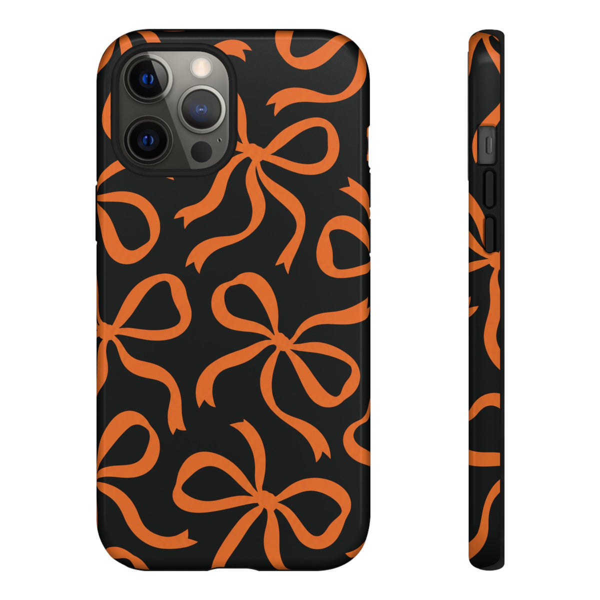 Bold Black and Burnt Orange Bow Pattern Phone Case