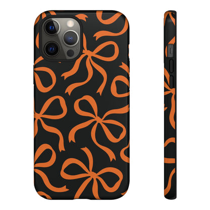 Bold Black and Burnt Orange Bow Pattern Phone Case