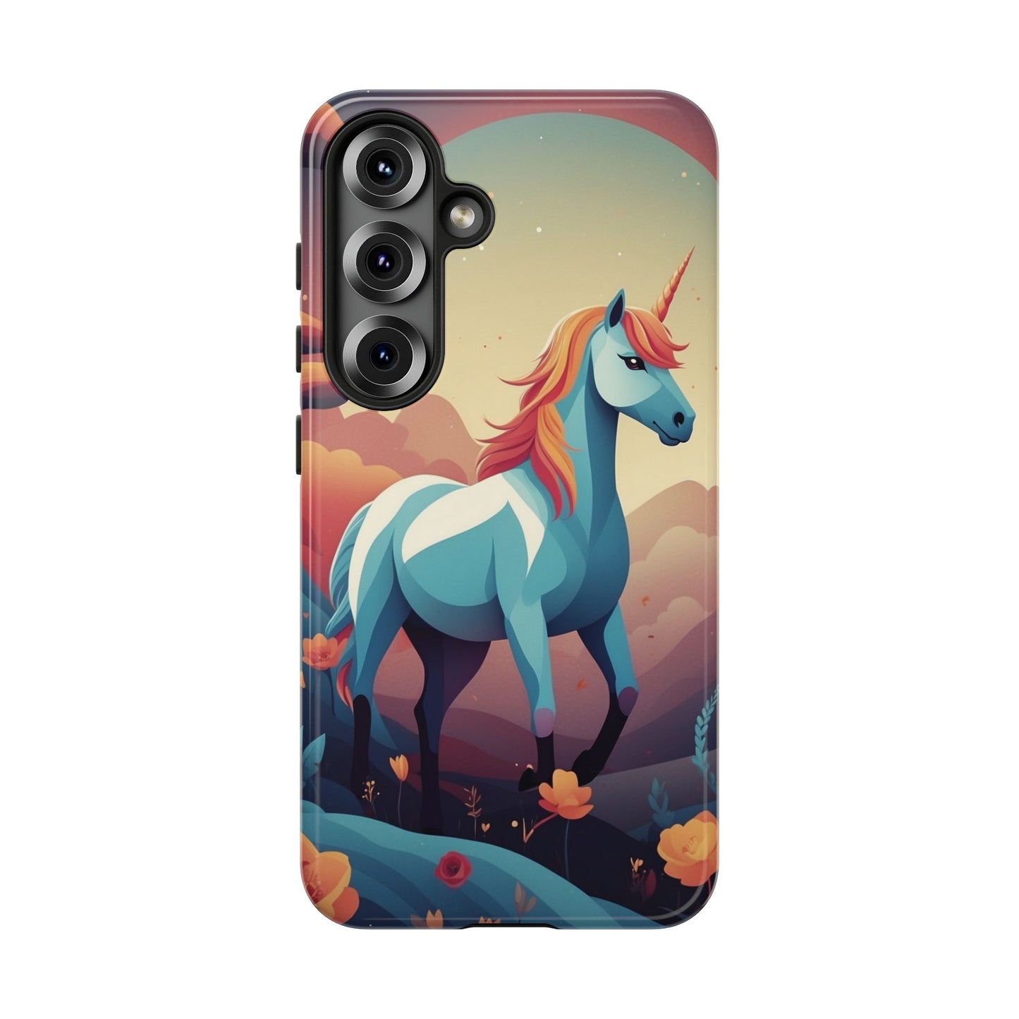 Samsung Galaxy S25 / Glossy Phone Case - Stylised Unicorn Design Phone Case