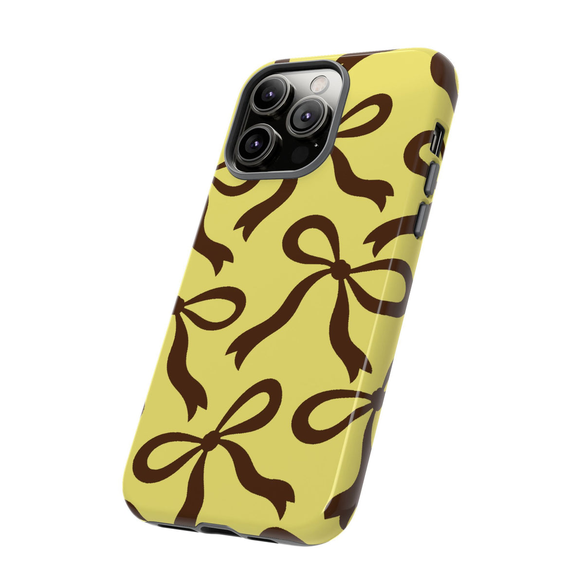 Bold Butter Yellow and Chocolate Brown Bow Pattern Phone Case - Yellow Phone Case