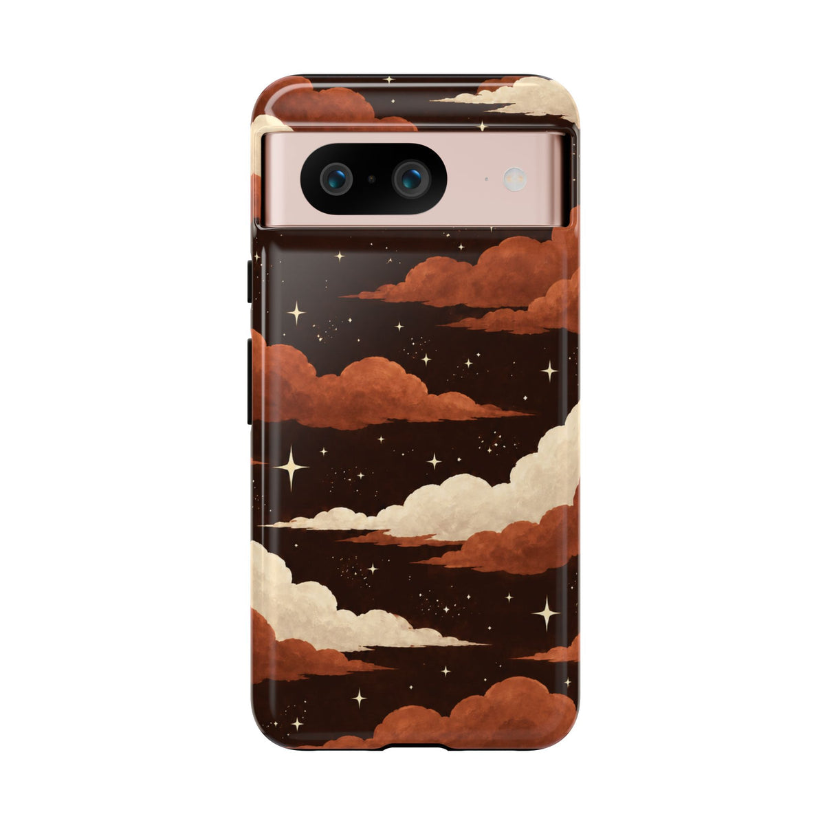 Illustrated Burnt Orange Clouds & Stars Phone Case