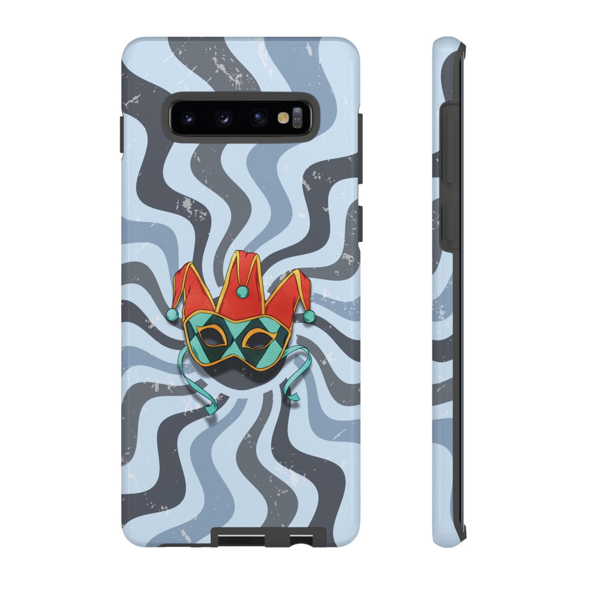 Samsung Galaxy S10 Plus / Glossy Phone Case - Venetian Jester Mask – Blue Retro Soft Revival Phone Case