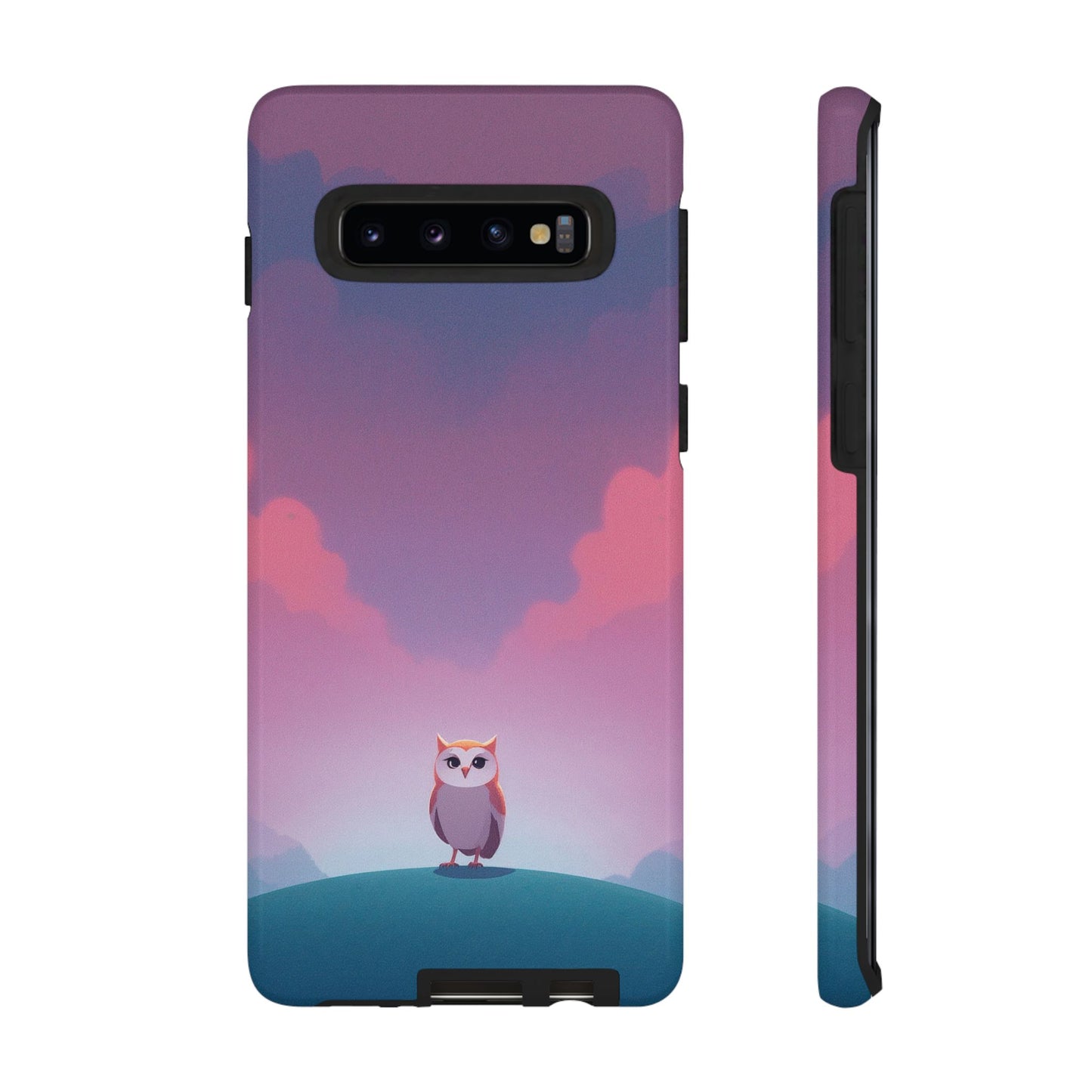 Samsung Galaxy S10 / Glossy Phone Case - Watercolour Owl & Cloud Design Phone Case