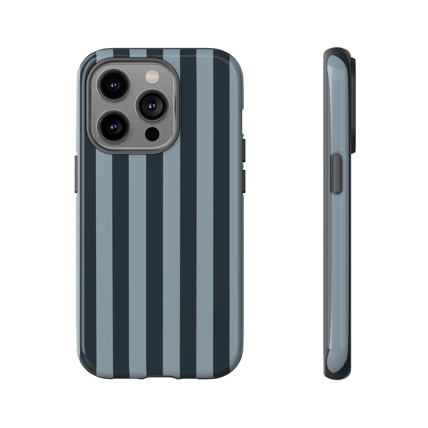 iPhone 14 Pro / Glossy Phone Case - ’Dark Blue Stripe Pattern’ Phone Case