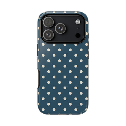 iPhone 17 Pro / Glossy Phone Case - ’Blue & White Dot Pattern’ Phone Case
