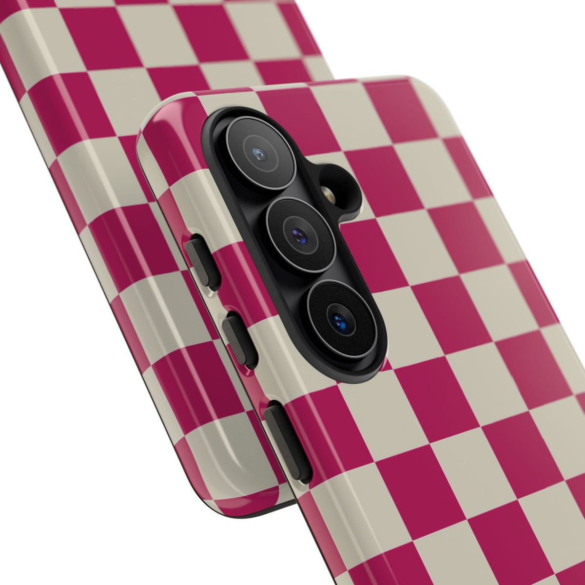 Pink & White Checked Pattern Phone Case - Pink Phone Case
