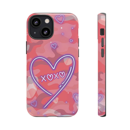 Love Heart Neon Camo Phone Case - Pink Phone Case - iPhone 13 Mini / Glossy