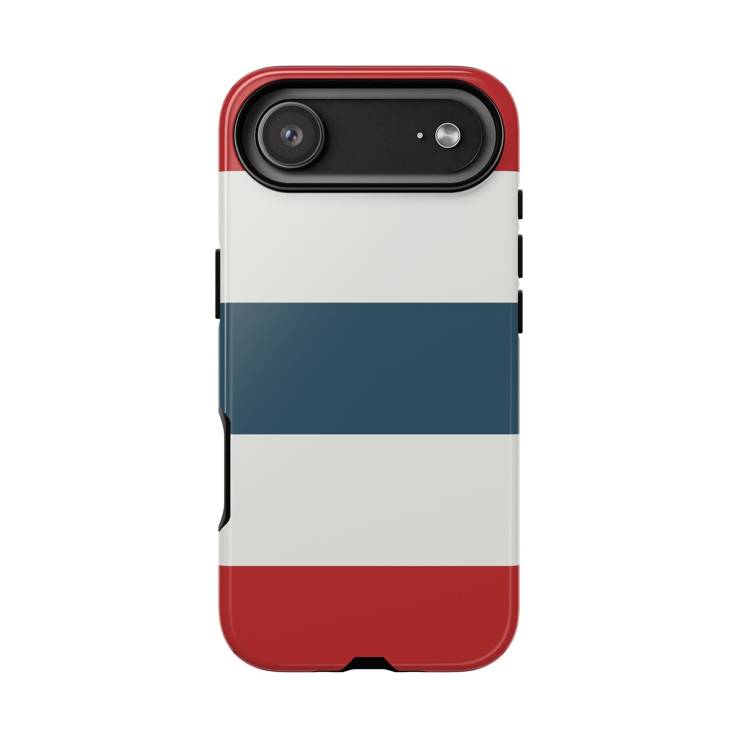 iPhone 17 Air / Glossy Phone Case - Red White & Blue Horizontal Stripe Pattern Phone Case