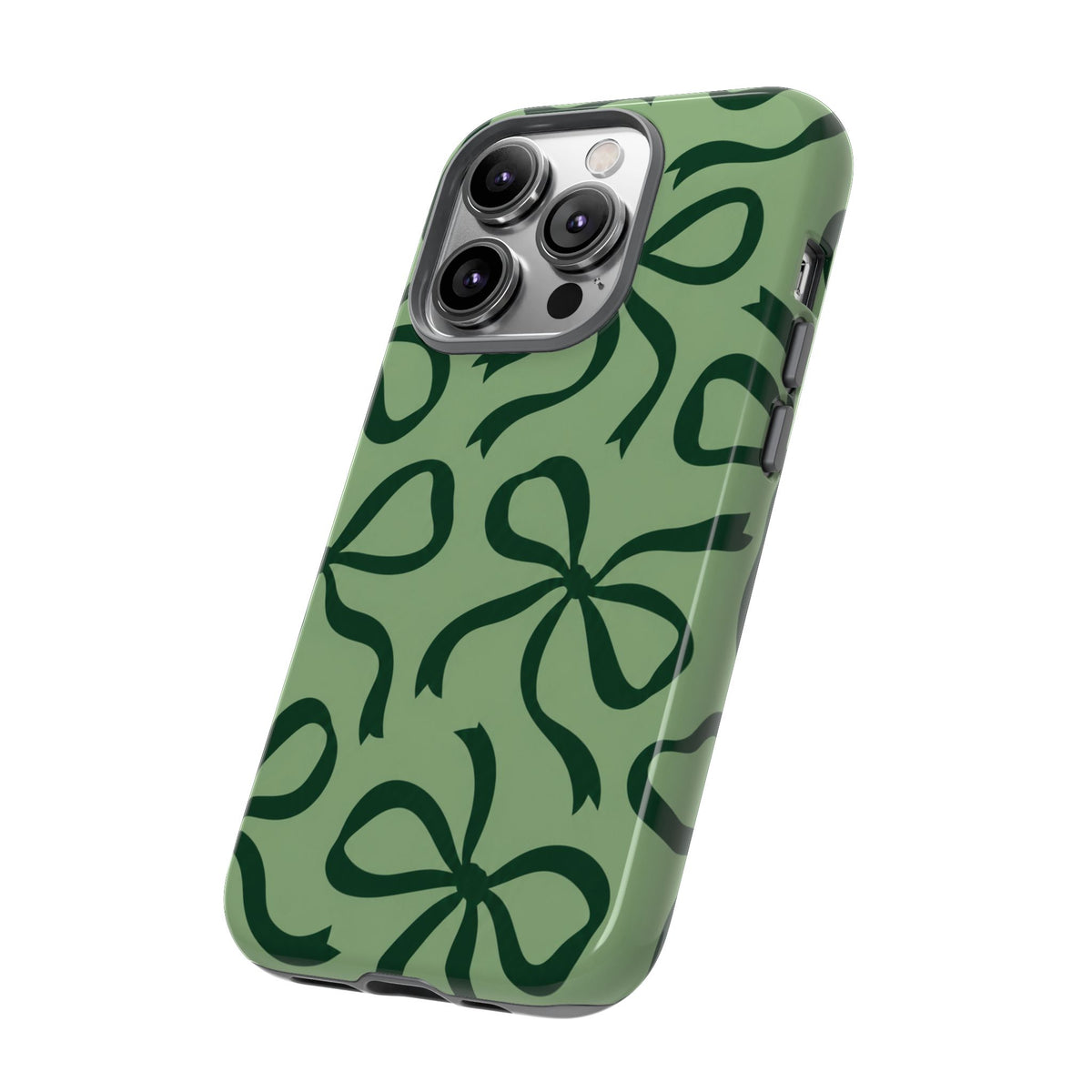Bold Sage Green and Forest Green Bow Pattern Phone Case