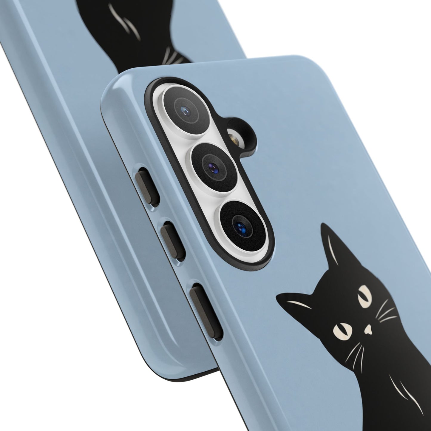 Minimalist Powder Blue & Black Cat Phone Case