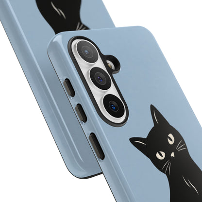 Minimalist Powder Blue & Black Cat Phone Case