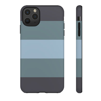 iPhone 11 Pro Max / Glossy Phone Case - Shades of Blue Horizontal Stripe Pattern Phone Case