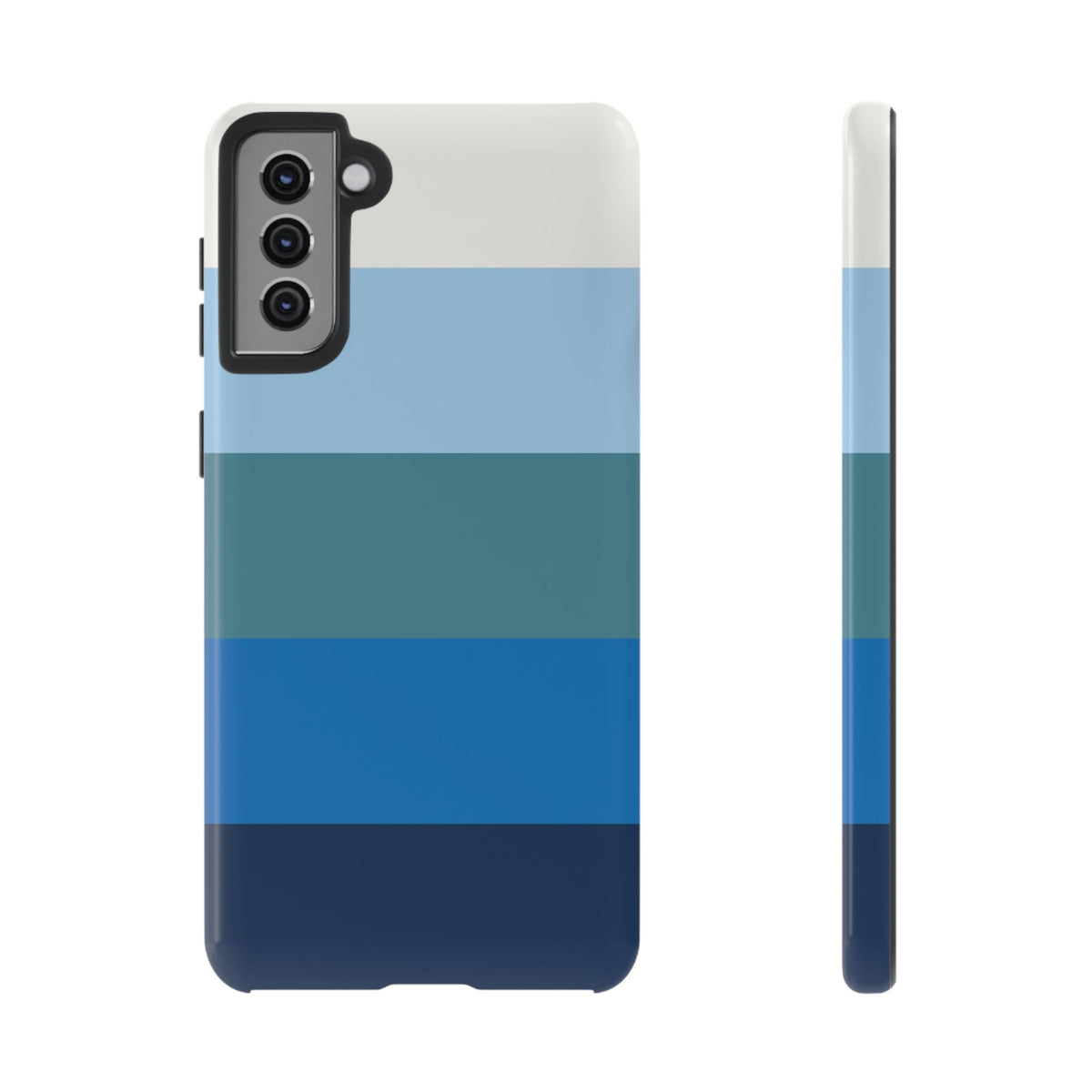Blue and White Stripe Pattern Phone Case - Blue Phone Case - Samsung Galaxy S21 Plus / Glossy