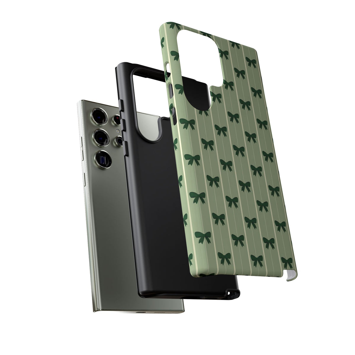 Retro Forest Green Bow Pattern Phone Case