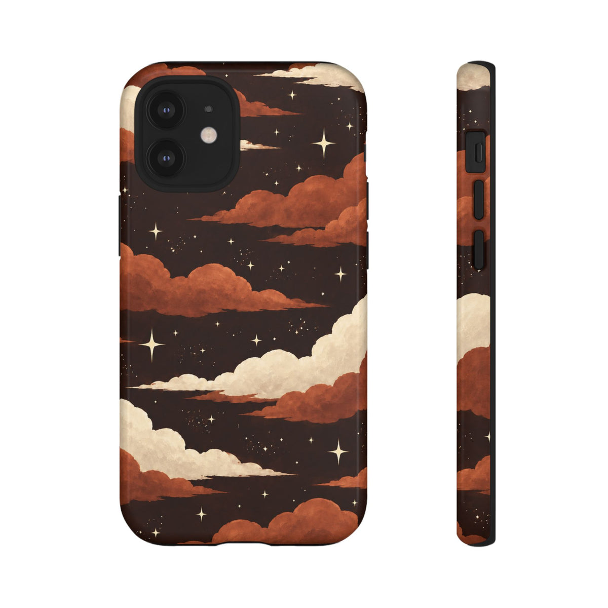 Illustrated Burnt Orange Clouds & Stars Phone Case