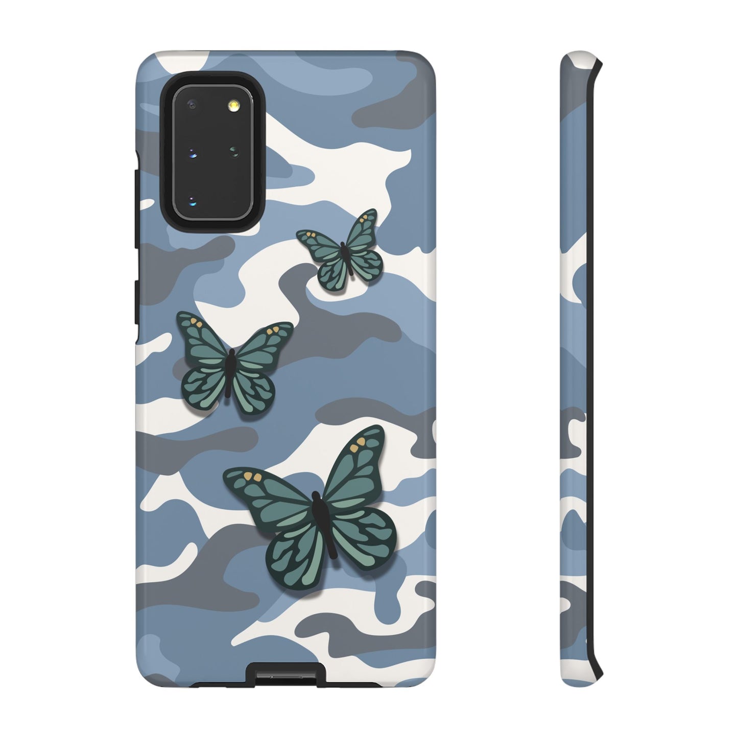 Samsung Galaxy S20+ / Glossy Phone Case - Light Blue Butterfly Camo Phone Case