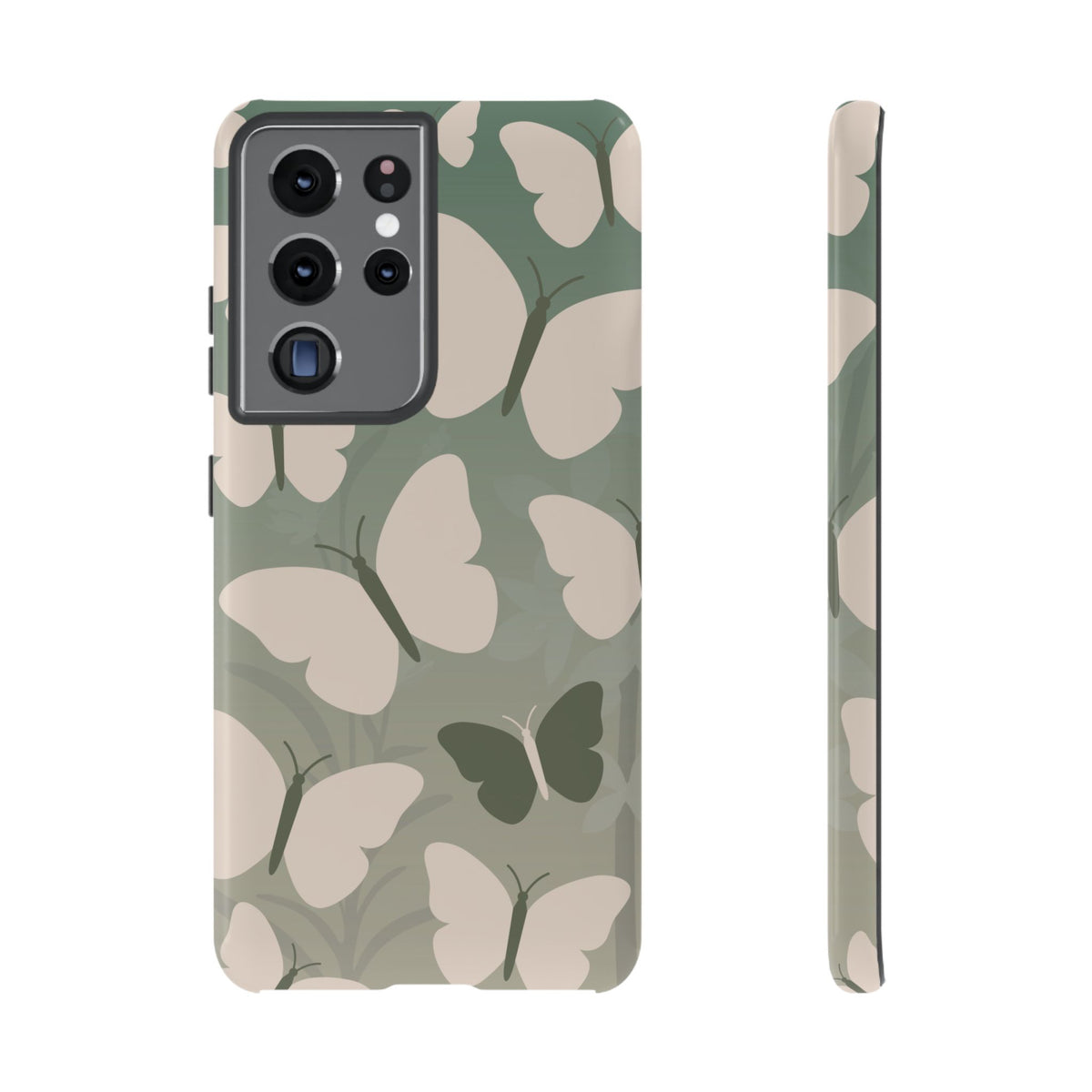 Minimalist Light Green Butterfly Pattern Phone Case - Green Phone Case - Samsung Galaxy S21 Ultra / Glossy