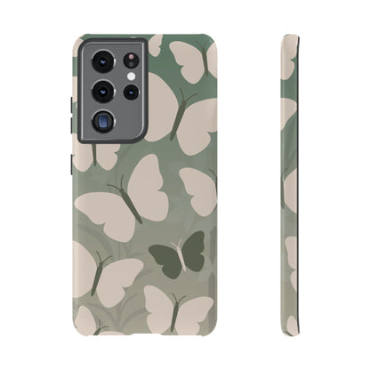 Minimalist Light Green Butterfly Pattern Phone Case - Green Phone Case - Samsung Galaxy S21 Ultra / Glossy