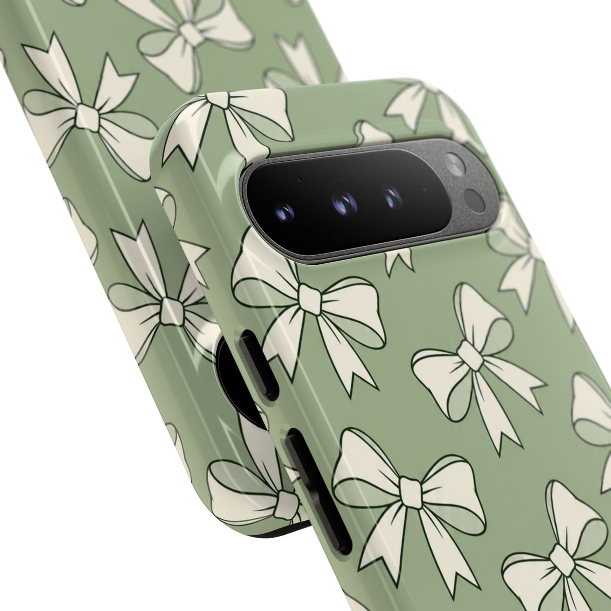 Chic Sage Green Bow Pattern Phone Case