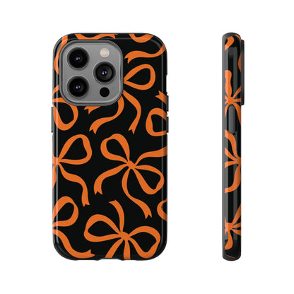 Bold Black and Burnt Orange Bow Pattern Phone Case