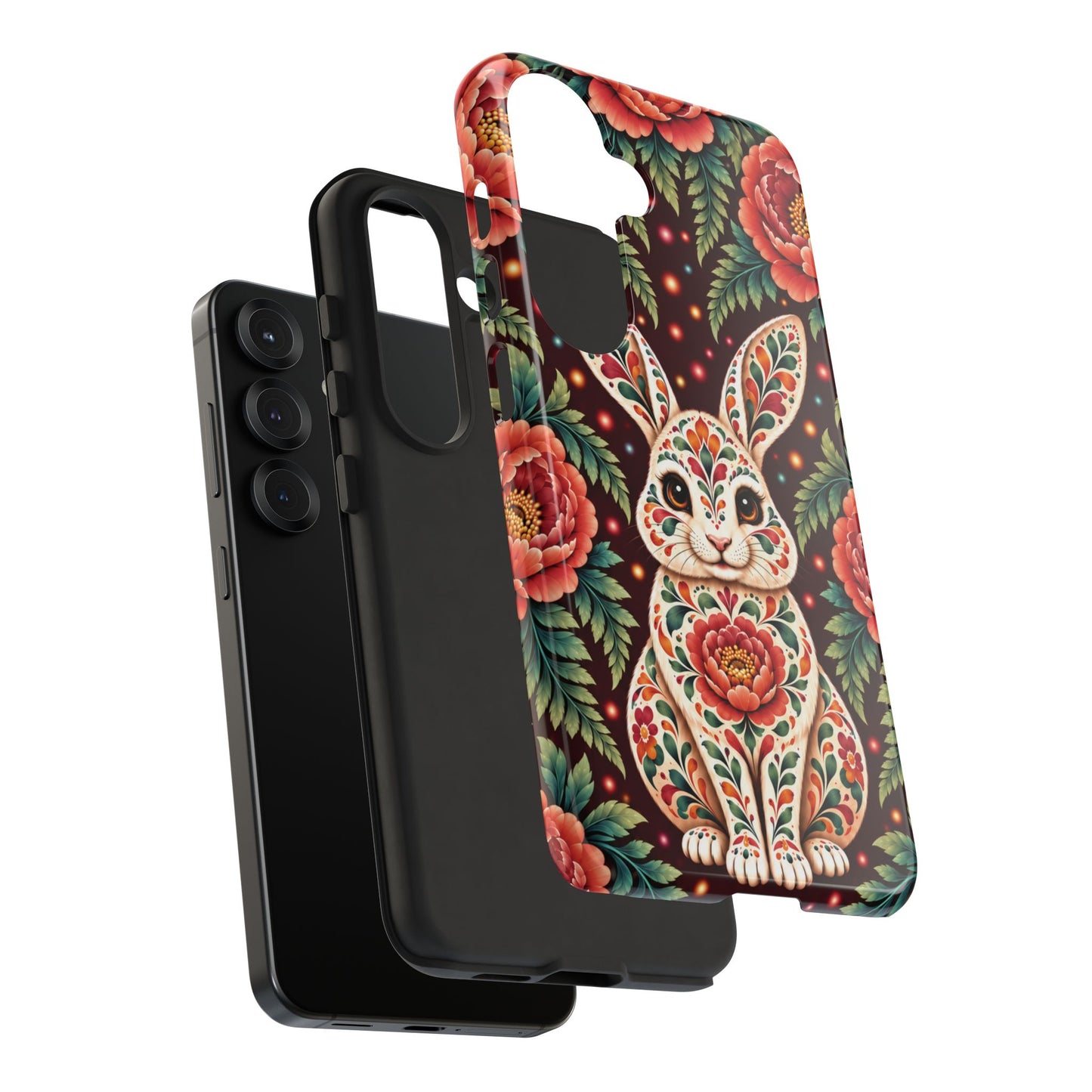 Cute Terracotta and Teal Calavera Bunny Phone Case - Phone Case