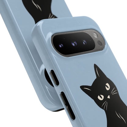 Minimalist Powder Blue & Black Cat Phone Case