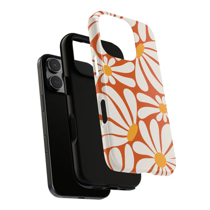 Retro Orange Daisy Pattern Phone Case - Orange Phone Case
